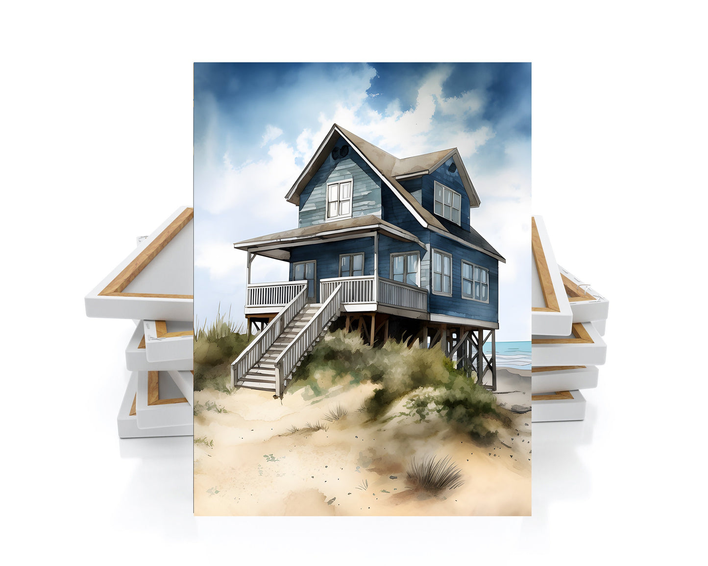 16x20 Beach House Coastal Wall Art Canvas Print