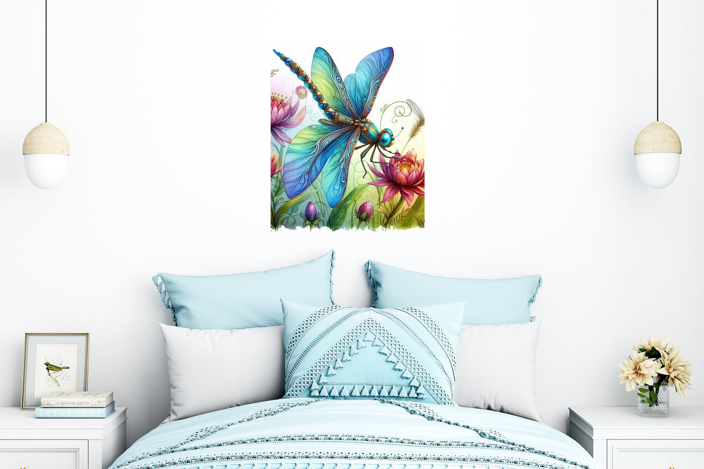 16x20 Blue Dragonfly Wall Art Canvas Print