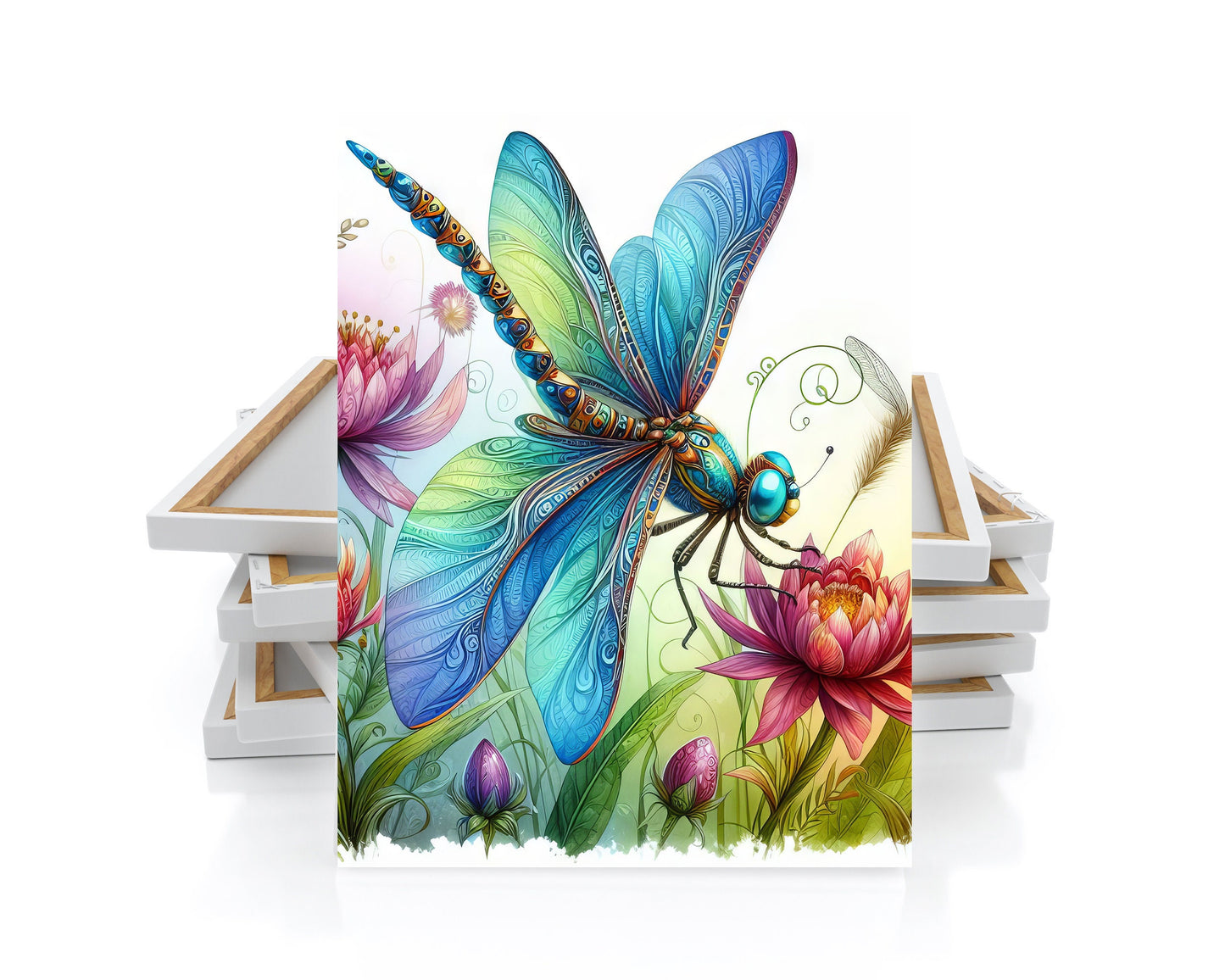 16x20 Blue Dragonfly Wall Art Canvas Print