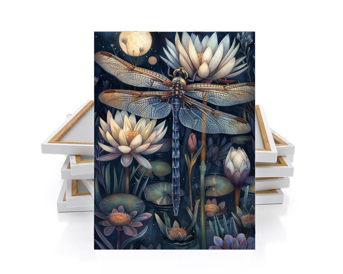 16x20 Midnight Dragonfly Wall Art Canvas Print