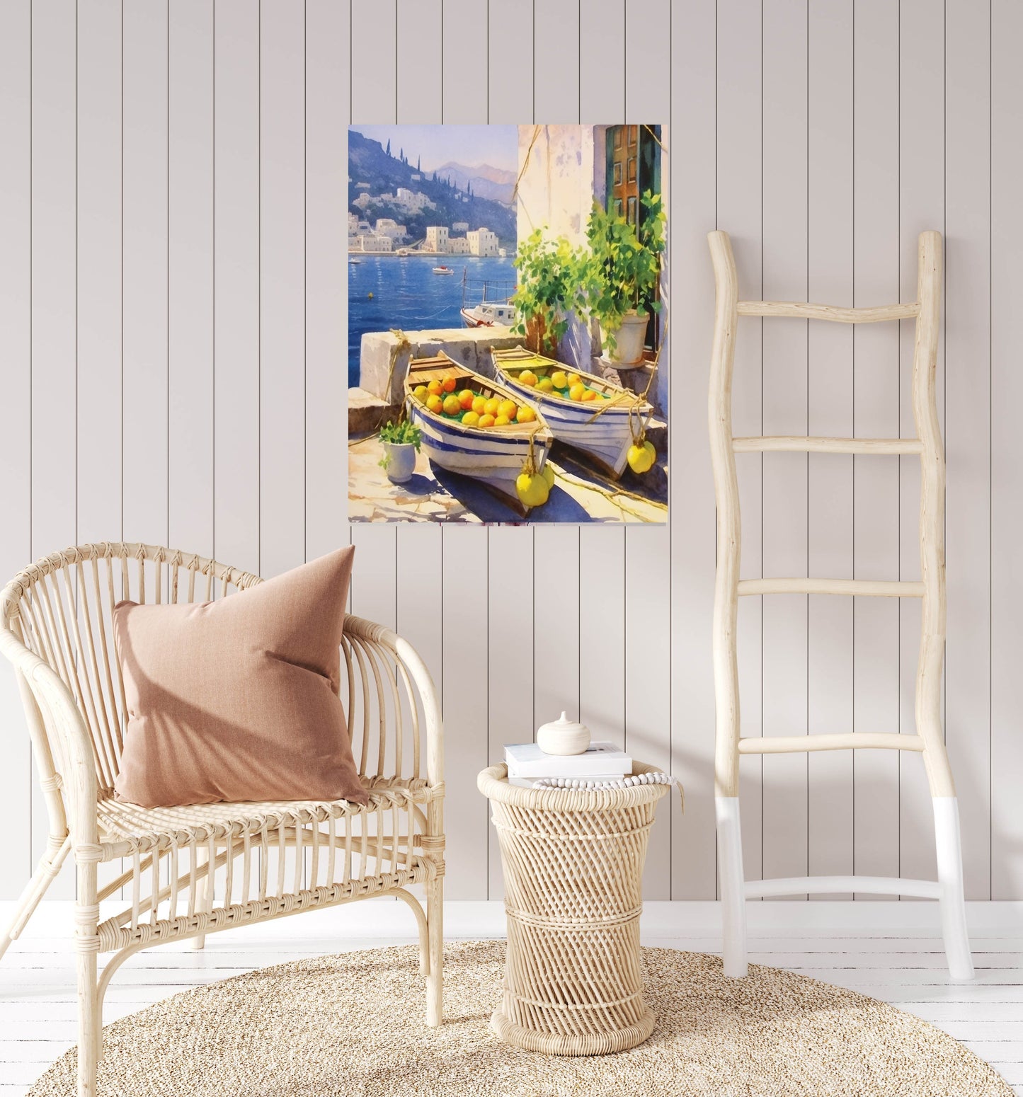 11x14 Seaside Lemons Wall Art Canvas Print