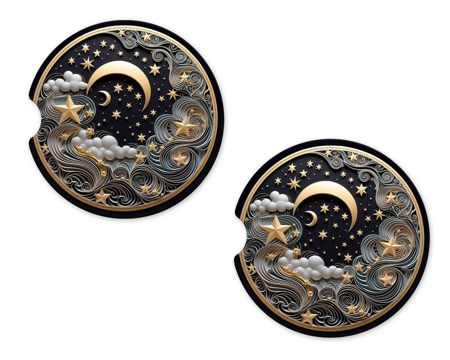 New Release, Set of 2 Night Skies Sandstone Car Coasters, Car Accessory