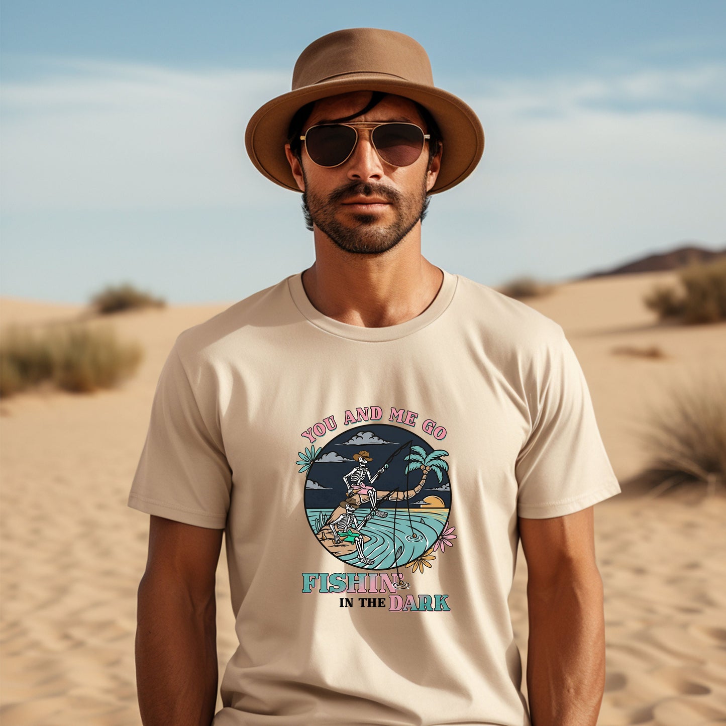 You and Me Go Fishing in the Dark T Shirt, Tshirt, Graphic T's  100% Cotton Tee