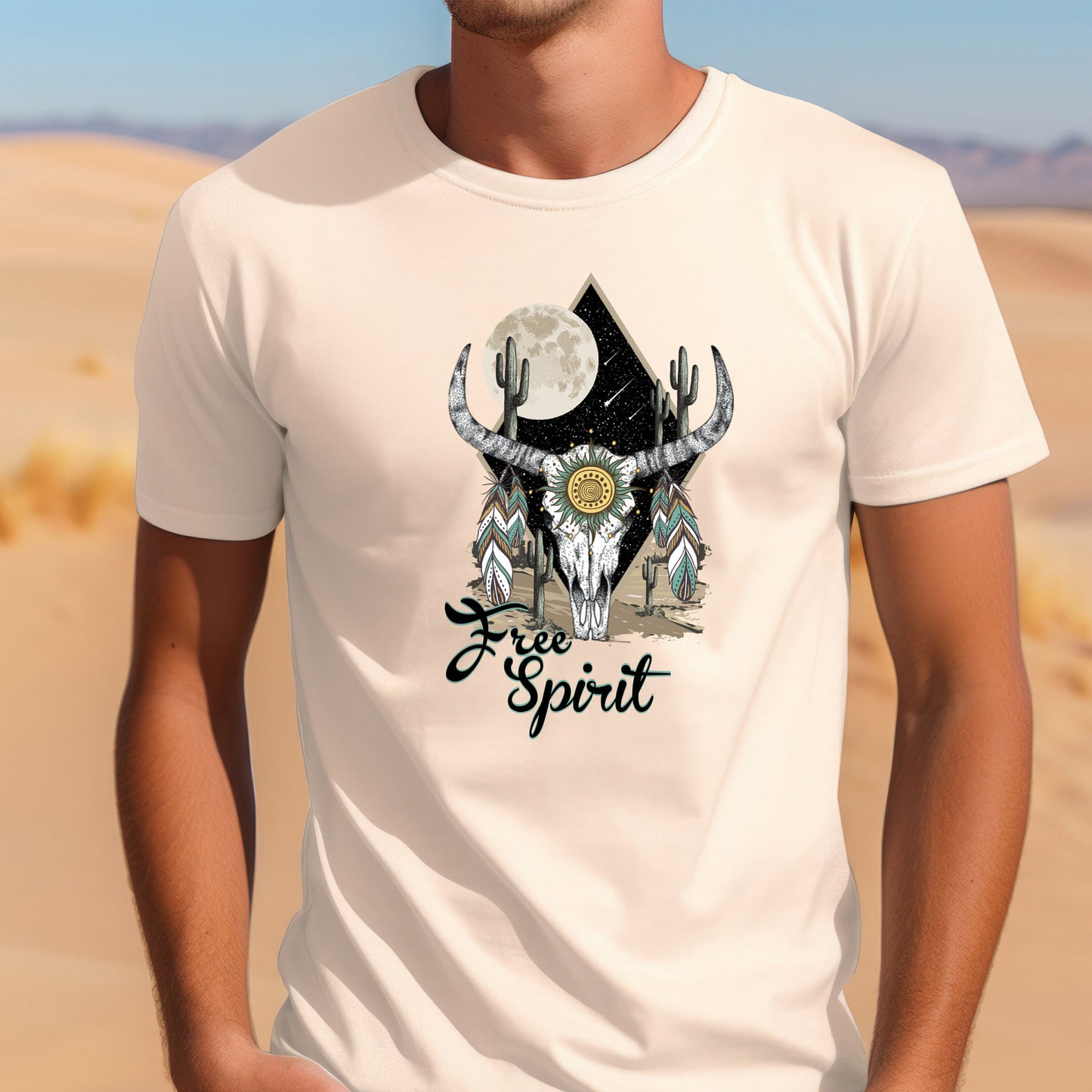 Free Spirit Cow Skull T Shirt, Tshirt, Graphic T's  100% Cotton Tee