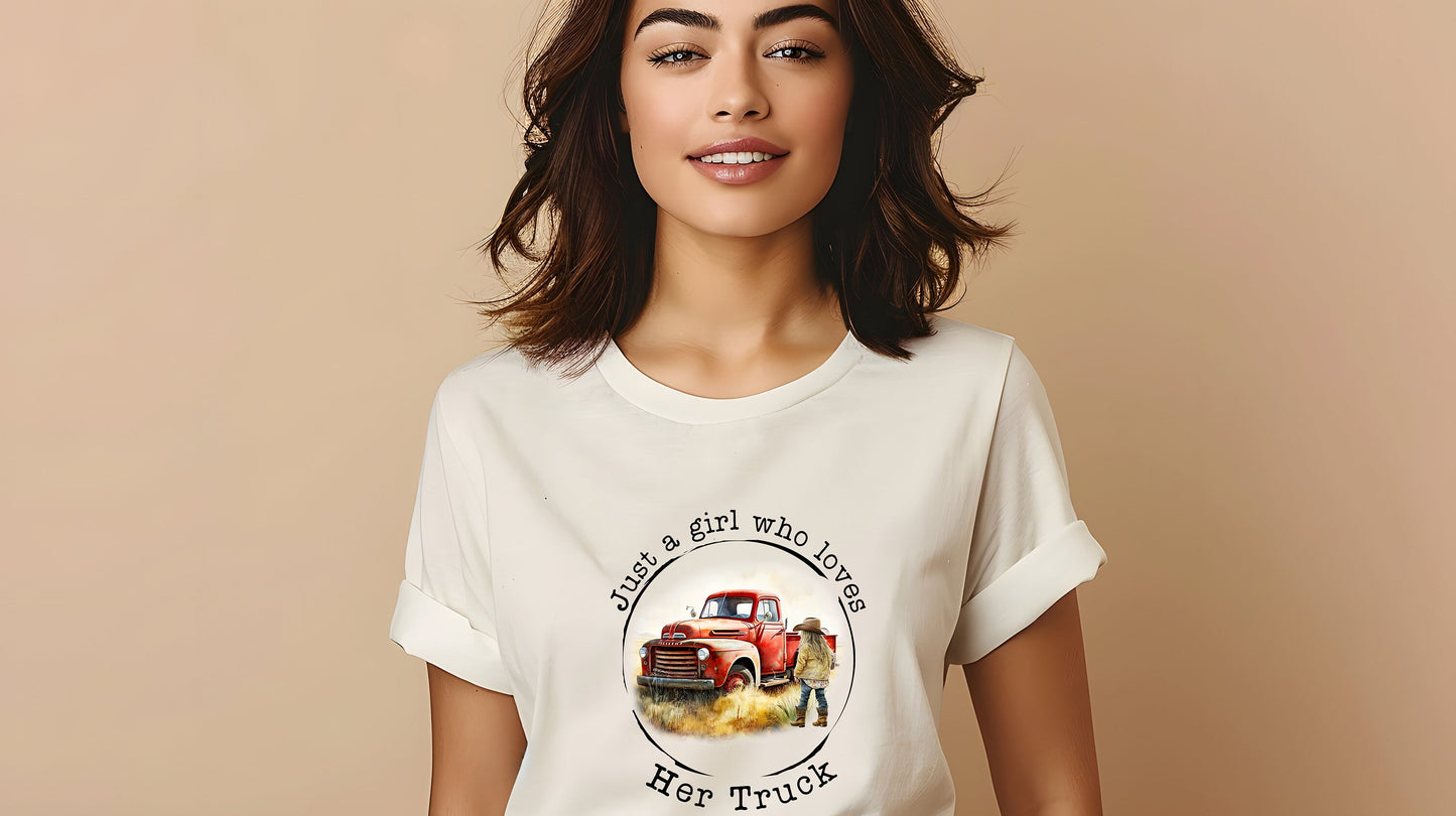 Just a Girl Who Loves Her Truck T Shirt, Tshirt, Graphic T's  100% Cotton Tee