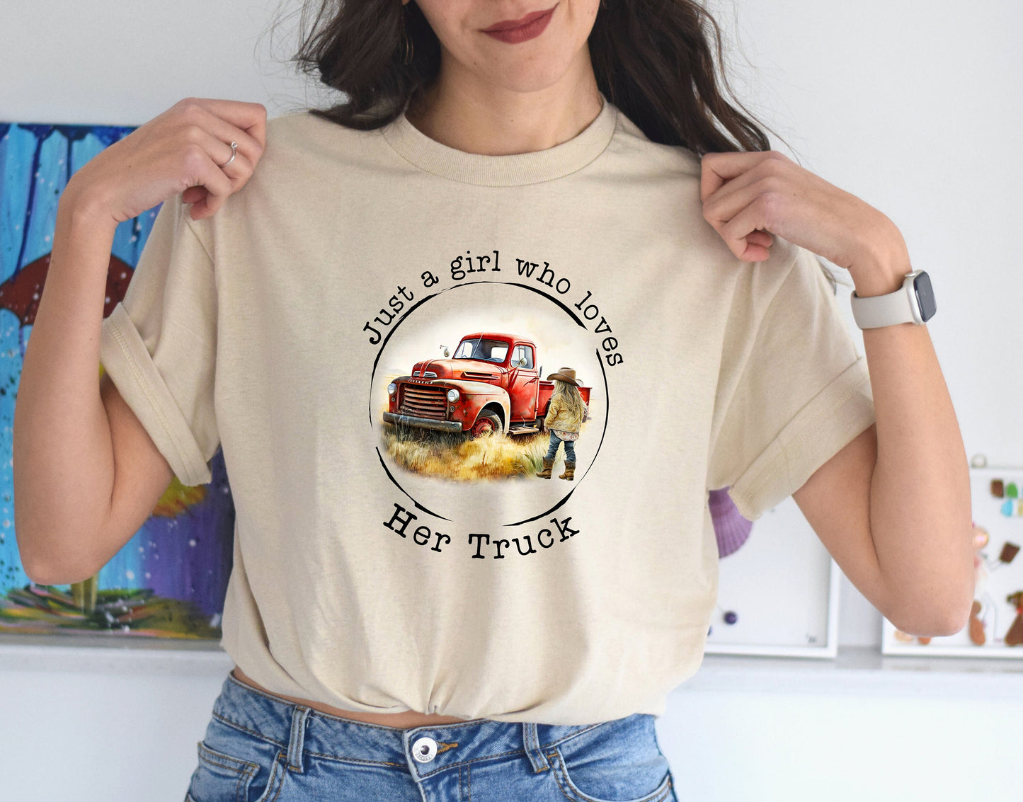 Just a Girl Who Loves Her Truck T Shirt, Tshirt, Graphic T's  100% Cotton Tee