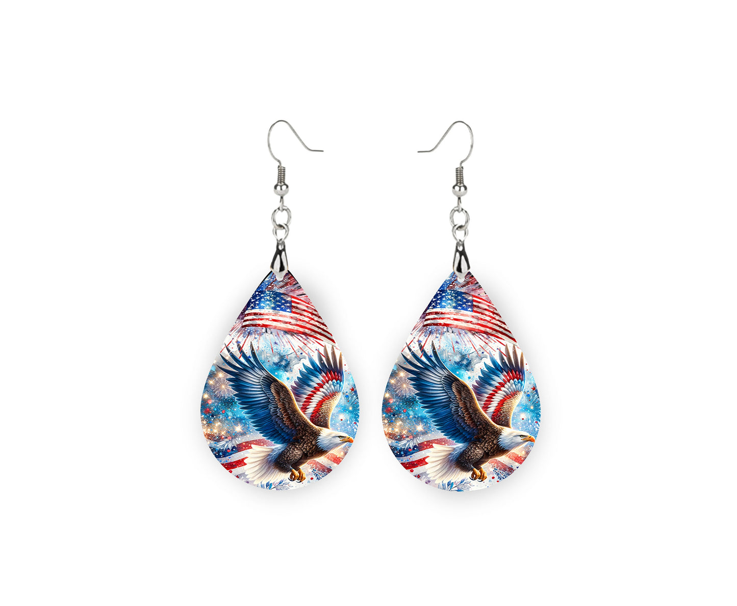 New Release American Eagle Tear Drop Wood Dangle Earrings Hypoallergenic Jewelry