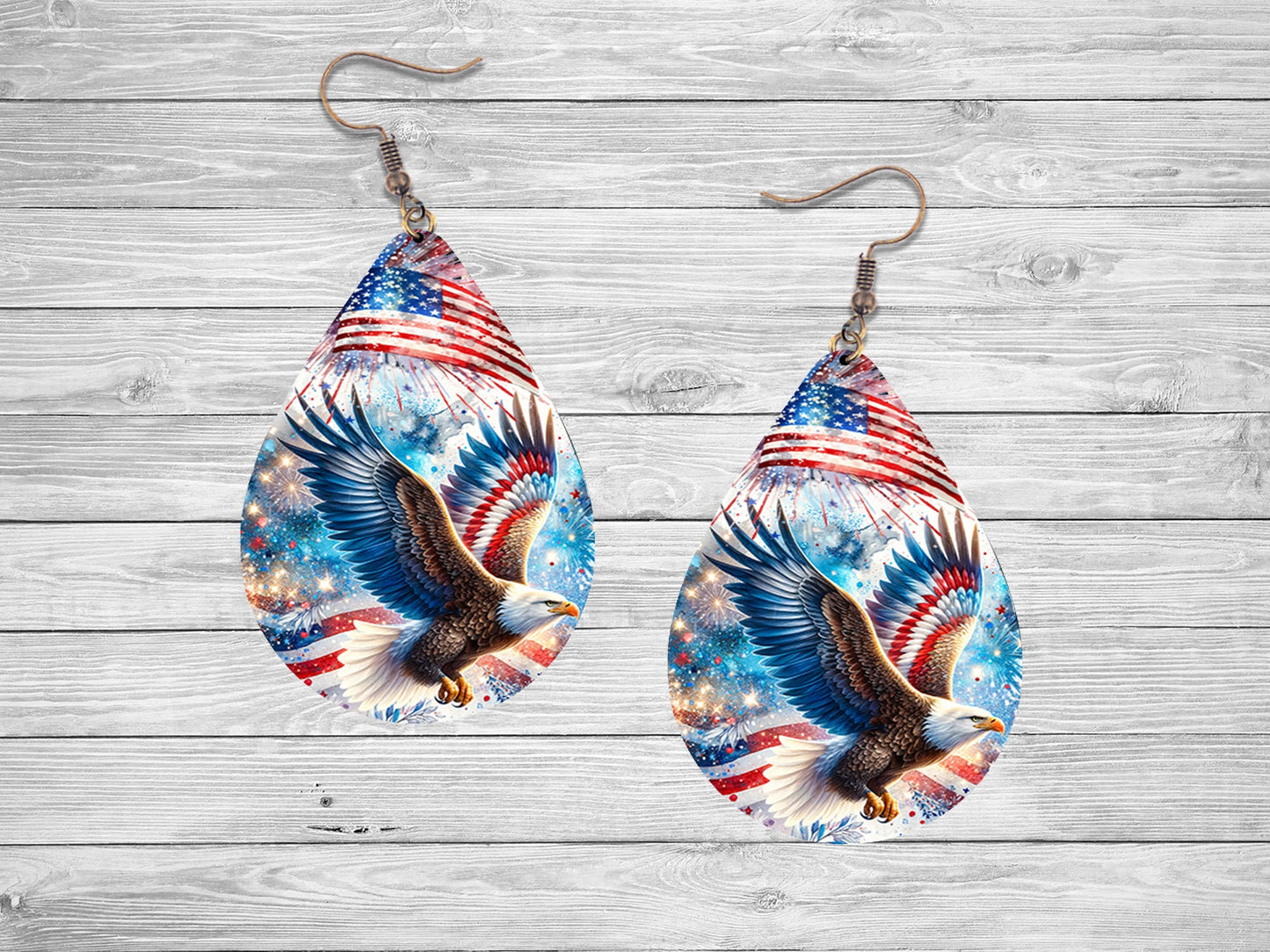 New Release American Eagle Tear Drop Wood Dangle Earrings Hypoallergenic Jewelry