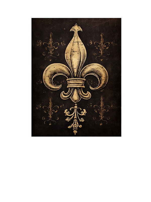 16x20 Black Fleur de Lis Wall Art Canvas Print