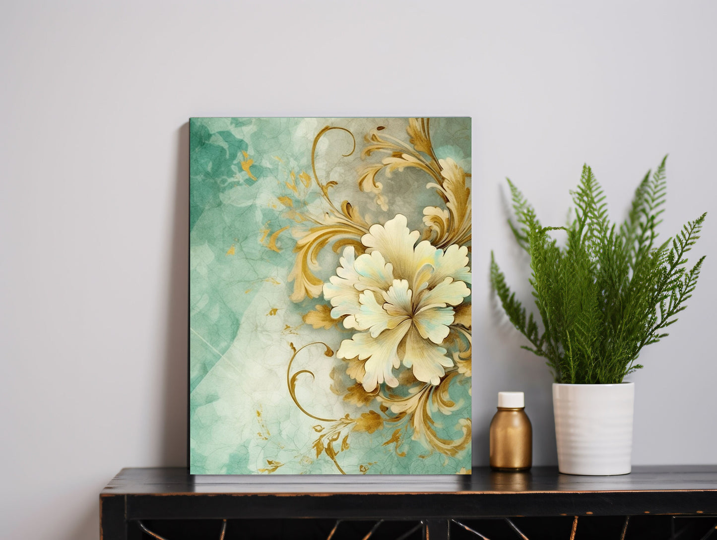 11x14 Gilded Flower Wall Art Canvas Print