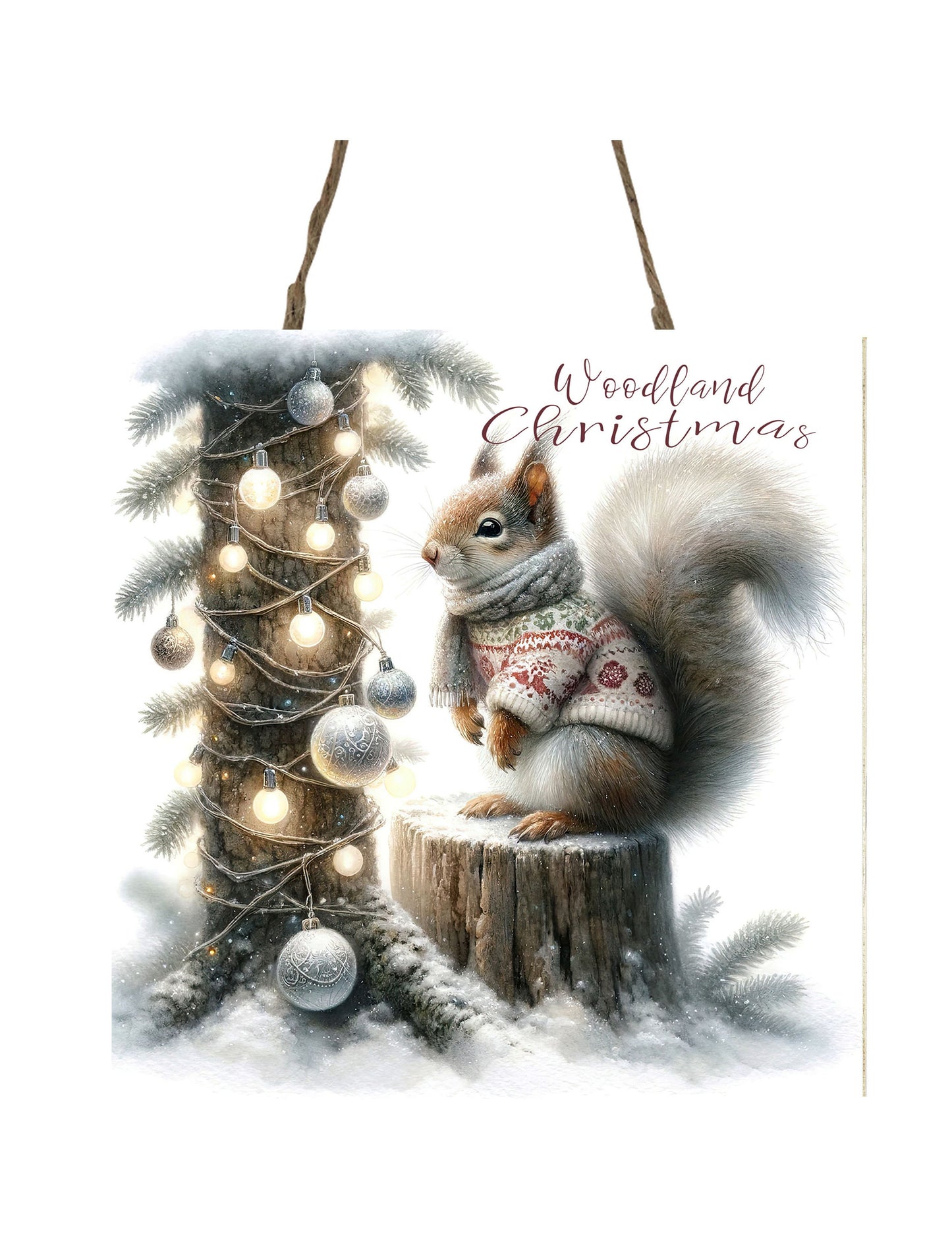 Christmas Ornament, Woodland Christmas Squirrel, Tier Tray Decor, Wreath Sign, Mini Sign, Door Hanger