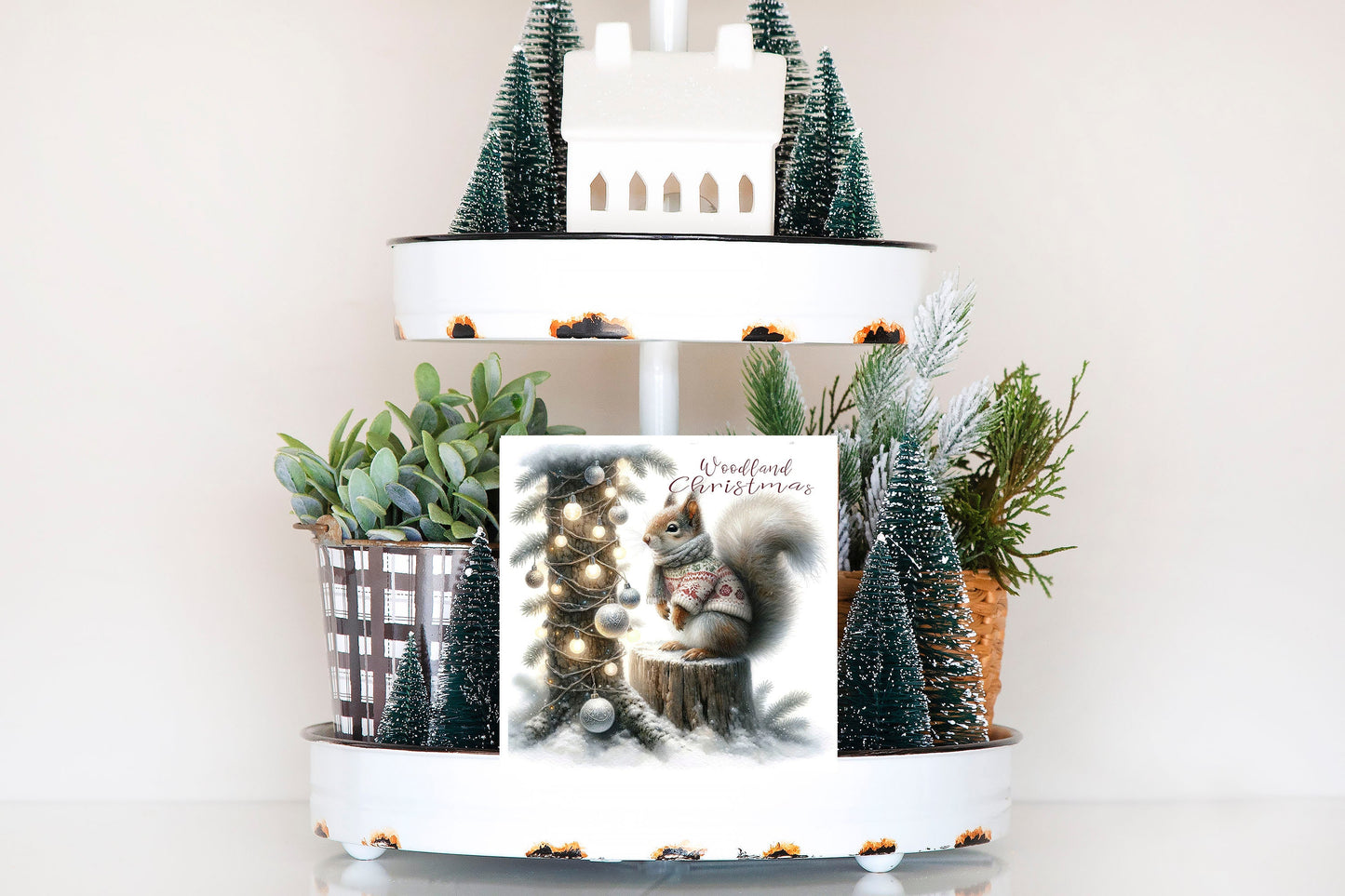 Christmas Ornament, Woodland Christmas Squirrel, Tier Tray Decor, Wreath Sign, Mini Sign, Door Hanger