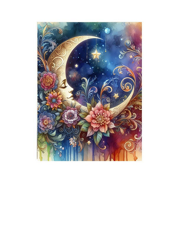 16x20 Colorful Moon Wall Art Canvas Print