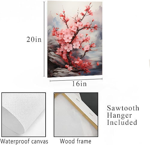 16x20 Botanical Cherry Blossom Wall Art Canvas Print