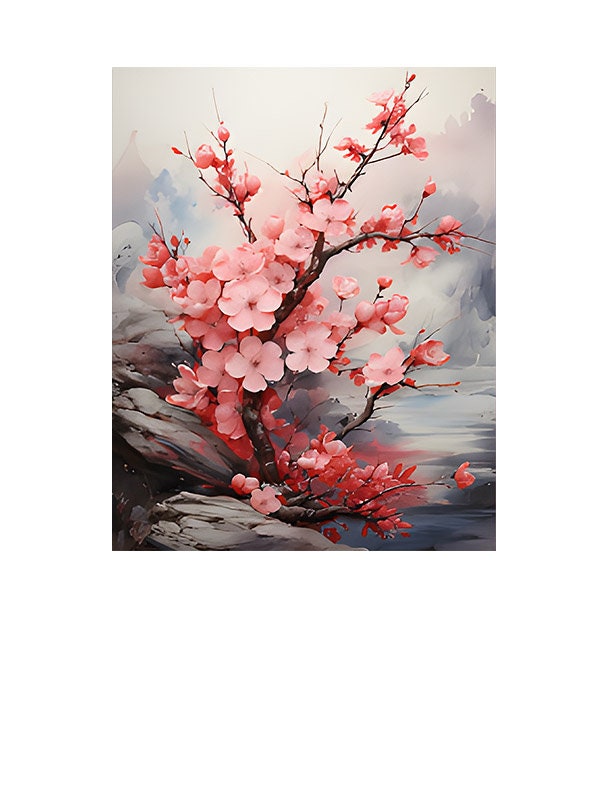 16x20 Botanical Cherry Blossom Wall Art Canvas Print