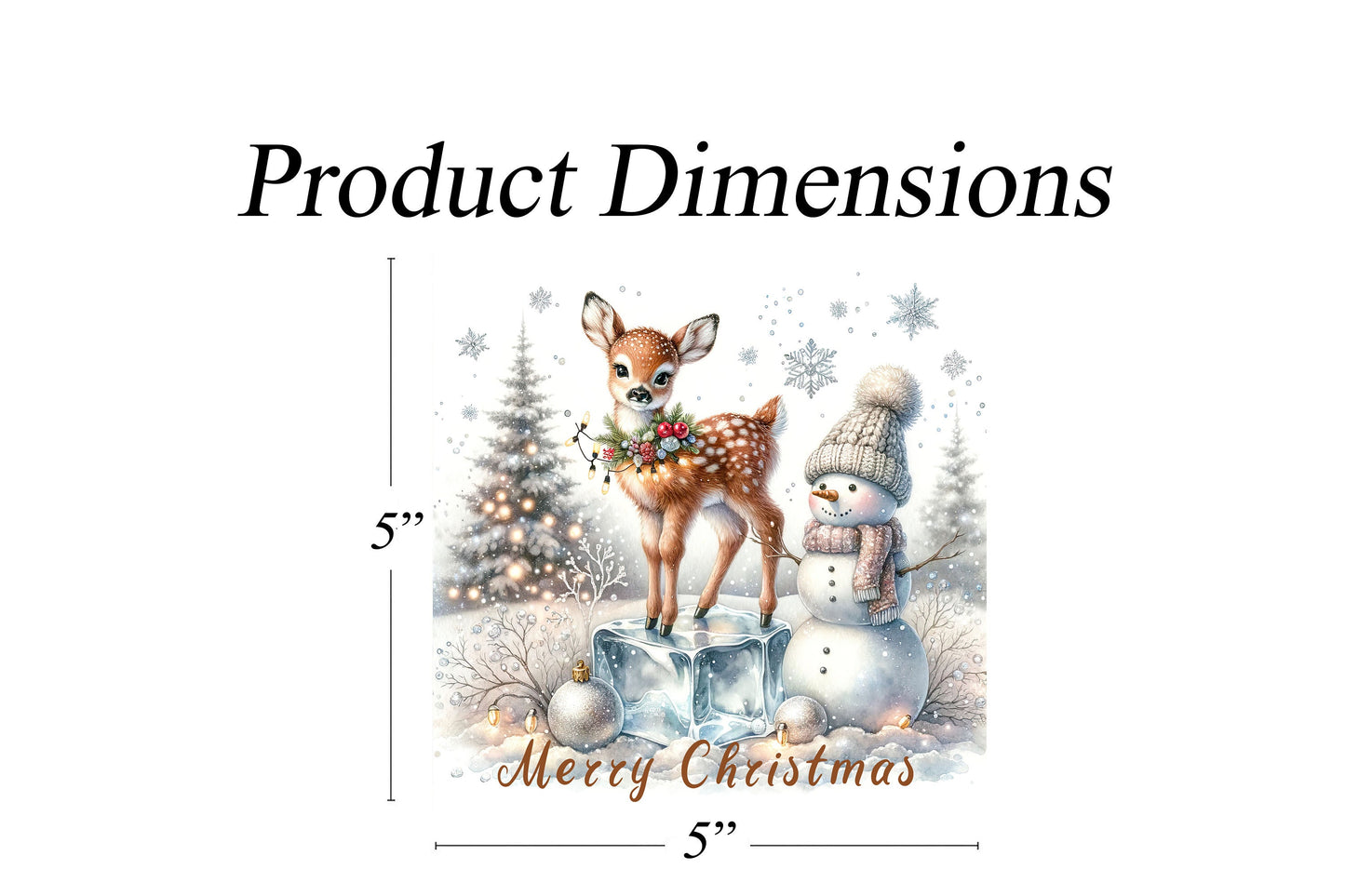 Christmas Ornament, Fawn and Snowman Merry Christmas, Tier Tray Decor, Wreath Sign, Mini Sign, Door Hanger