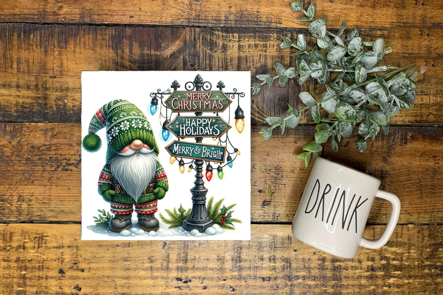 New Release, Christmas Ornament, Green Gnome and Christmas Sign, Tier Tray Decor, Wreath Sign, Mini Sign, Door Hanger