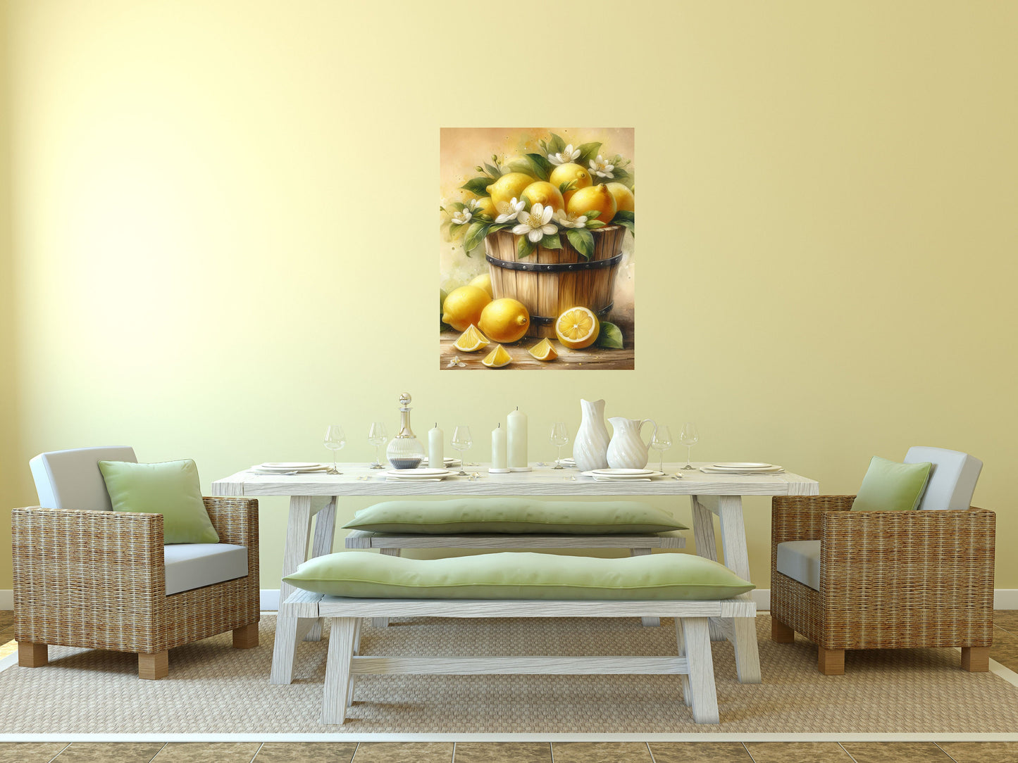 New Release, 16x20 Lemon Basket Wall Art Canvas Print