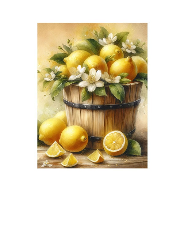 New Release, 16x20 Lemon Basket Wall Art Canvas Print