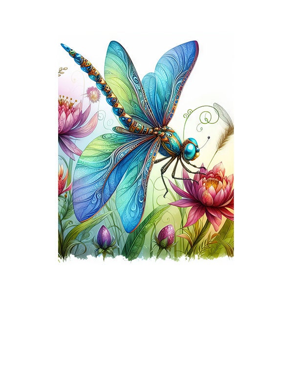 16x20 Blue Dragonfly Wall Art Canvas Print