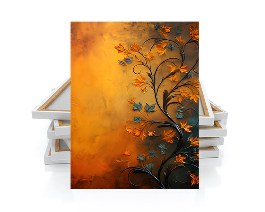 16x20 Mustard Foliage Wall Art Canvas Print