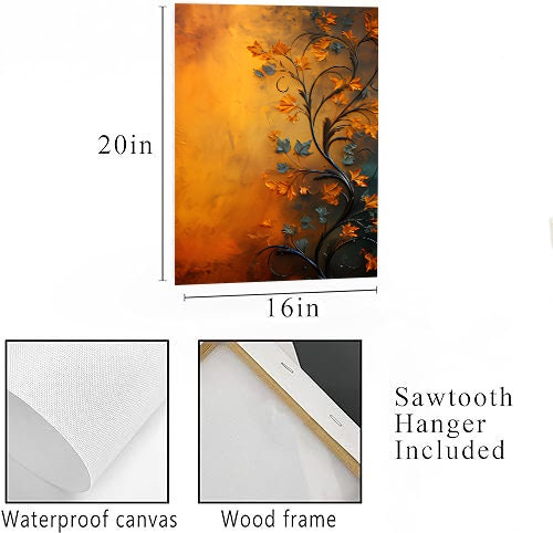 16x20 Mustard Foliage Wall Art Canvas Print