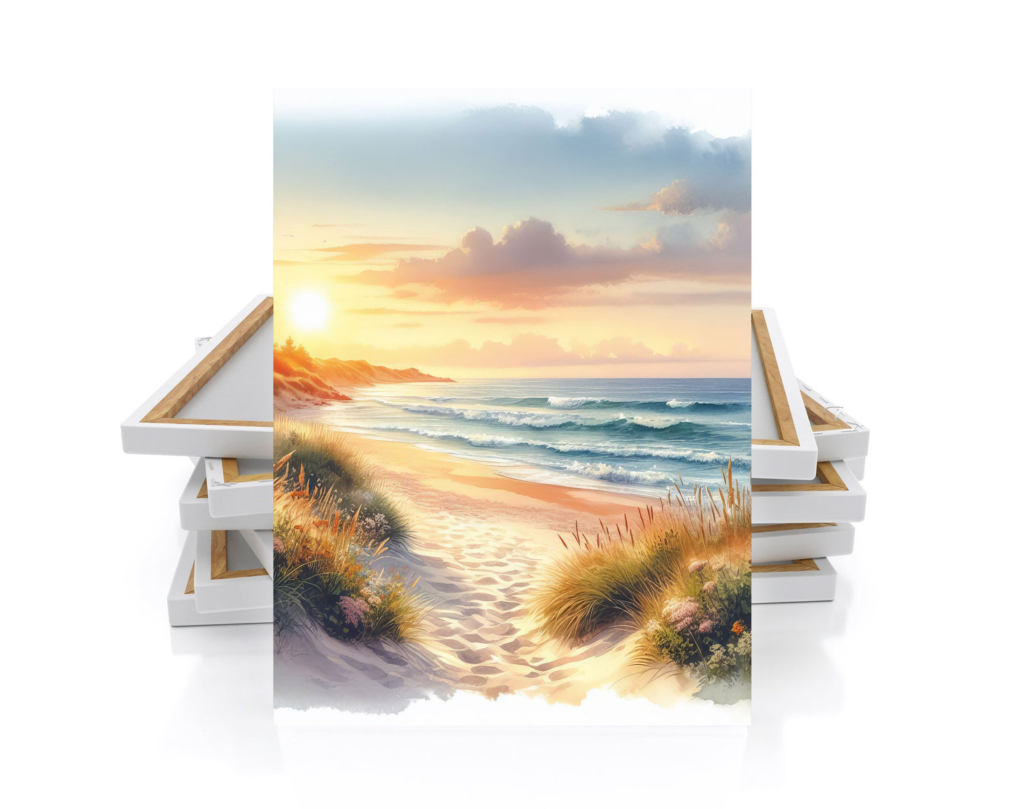 16x20 Sunrise Beach Dunes Coastal Wall Art Canvas Print