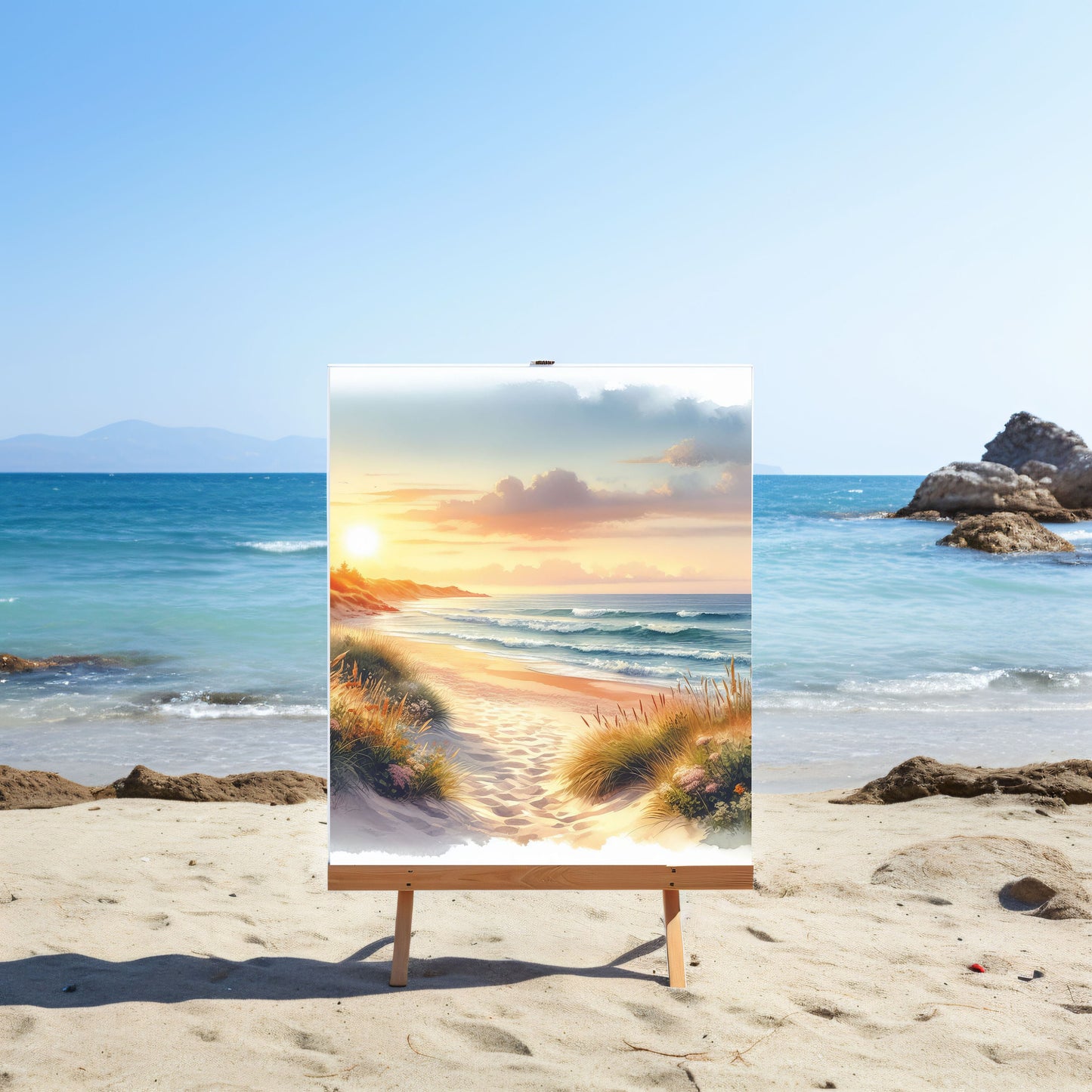 16x20 Sunrise Beach Dunes Coastal Wall Art Canvas Print