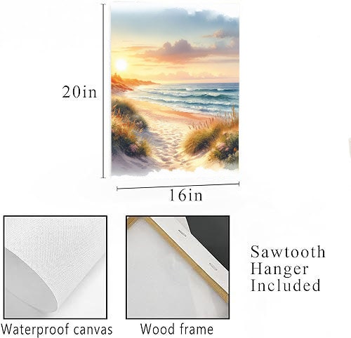 16x20 Sunrise Beach Dunes Coastal Wall Art Canvas Print