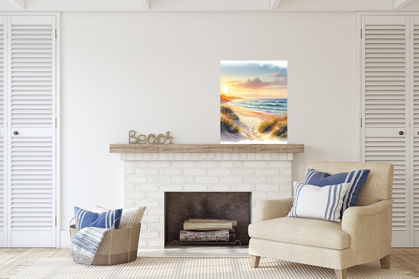 16x20 Sunrise Beach Dunes Coastal Wall Art Canvas Print