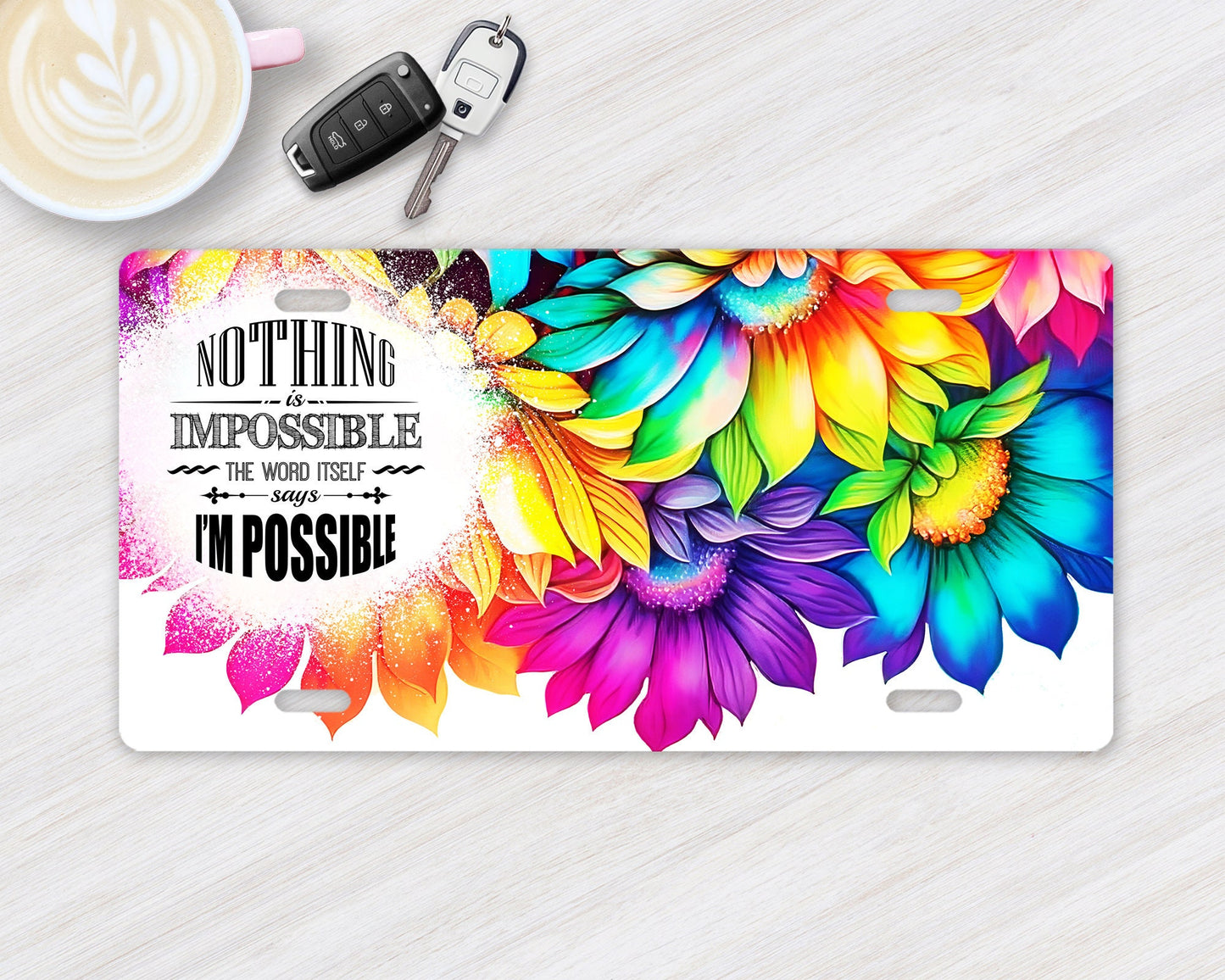 Vanity Front License Plate, Nothing is Impossible Aluminum License Plate Car Accessory Front Plate