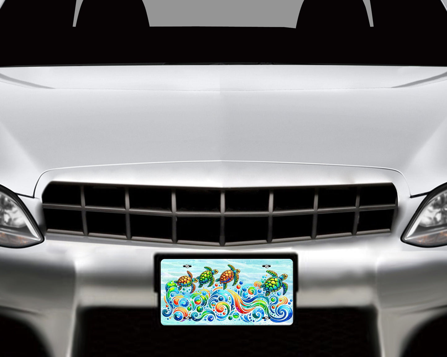 New Release Vanity Front License Plate, Sea Turtle Swirl Aluminum License Plate Car Accessory Front Plate