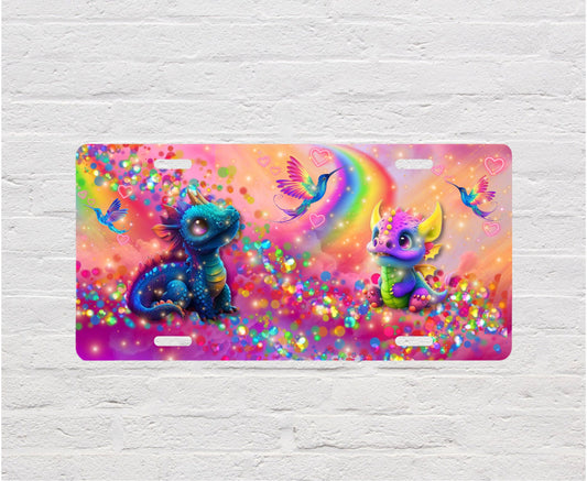 New Release Vanity Front License Plate, Rainbow Dragons Aluminum License Plate Car Accessory Front Plate