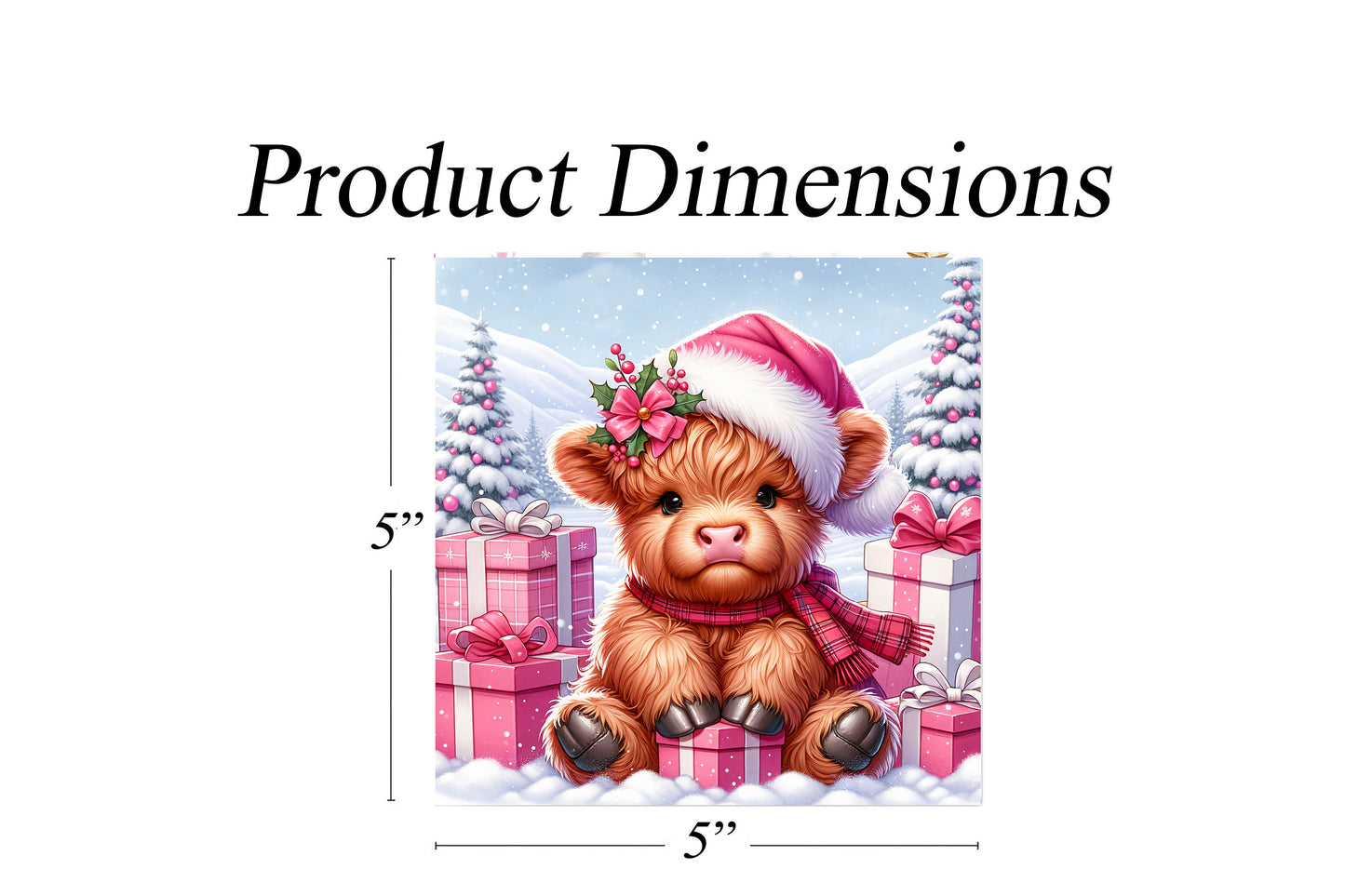 Christmas Ornament, Pink Baby Highland Cow, Tier Tray Decor, Wreath Sign, Mini Sign, Door Hanger