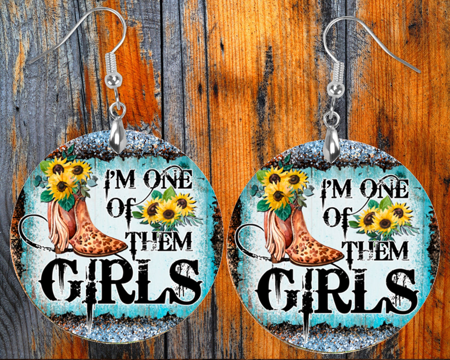 I'm One of Them Girls Round Wood Dangle Earrings Hypoallergenic Jewelry