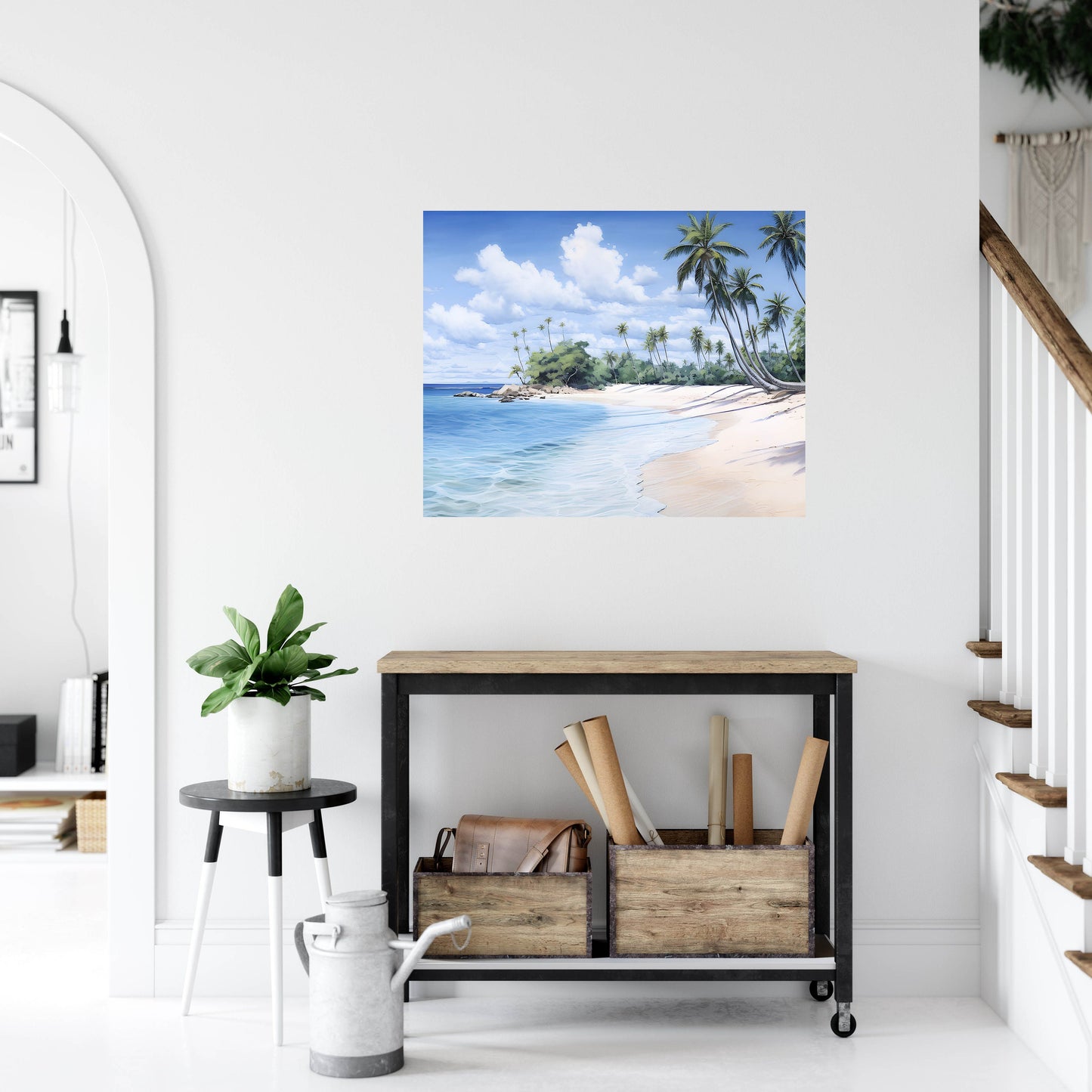 New Release, 20x16 White Sand Beach Wall Art Canvas Print