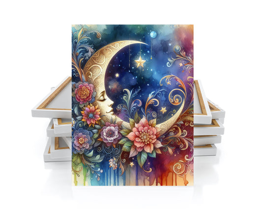 16x20 Colorful Moon Wall Art Canvas Print