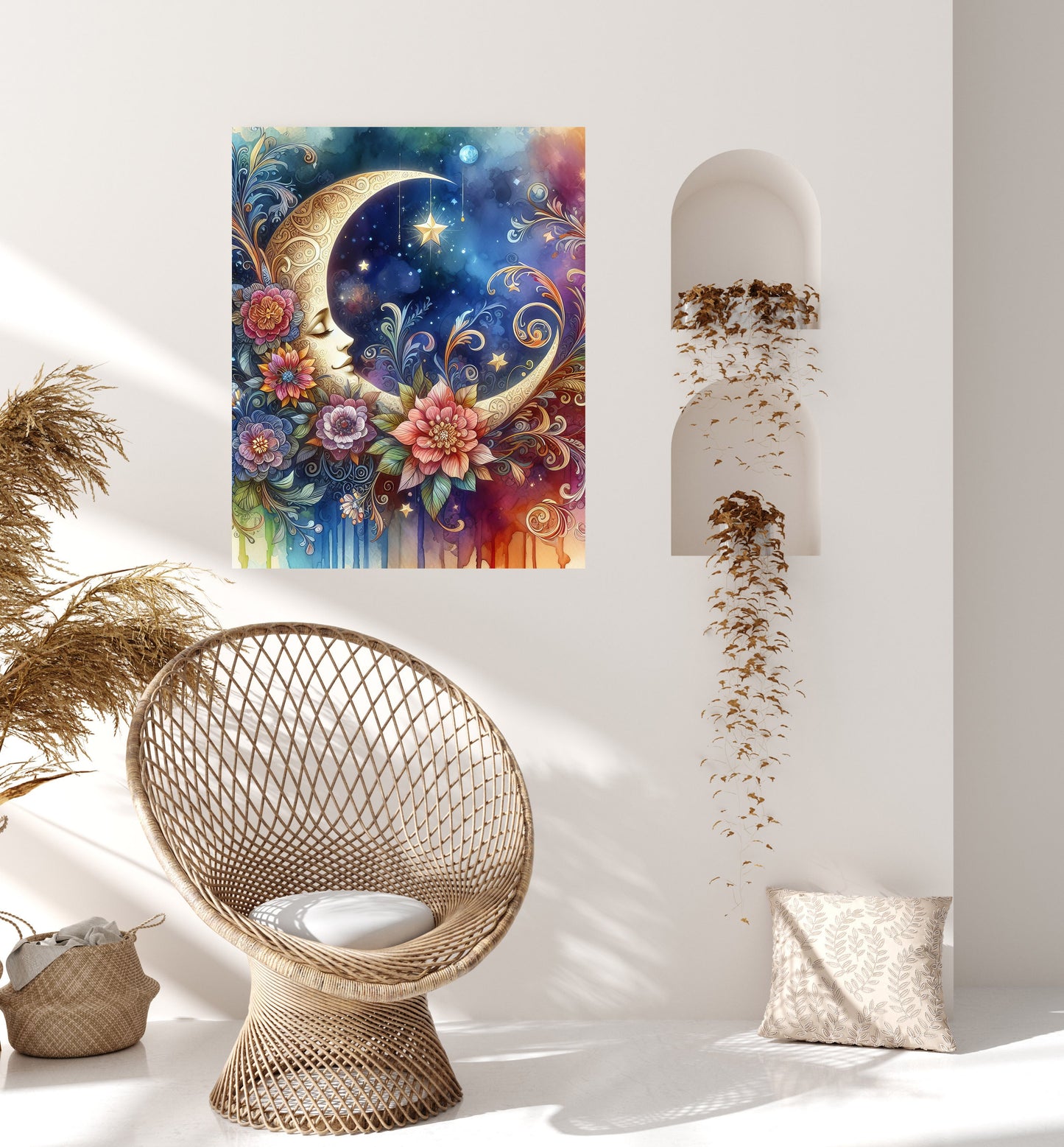 16x20 Colorful Moon Wall Art Canvas Print