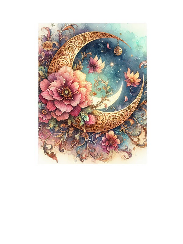 16x20 Gilded Moon Wall Art Canvas Print