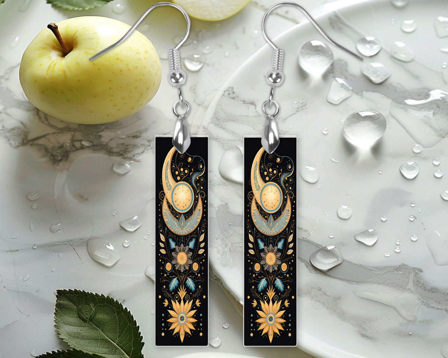 New Release Boho Ornament Printed Wood Dangle Earrings Hypoallergenic Jewelry Handmade