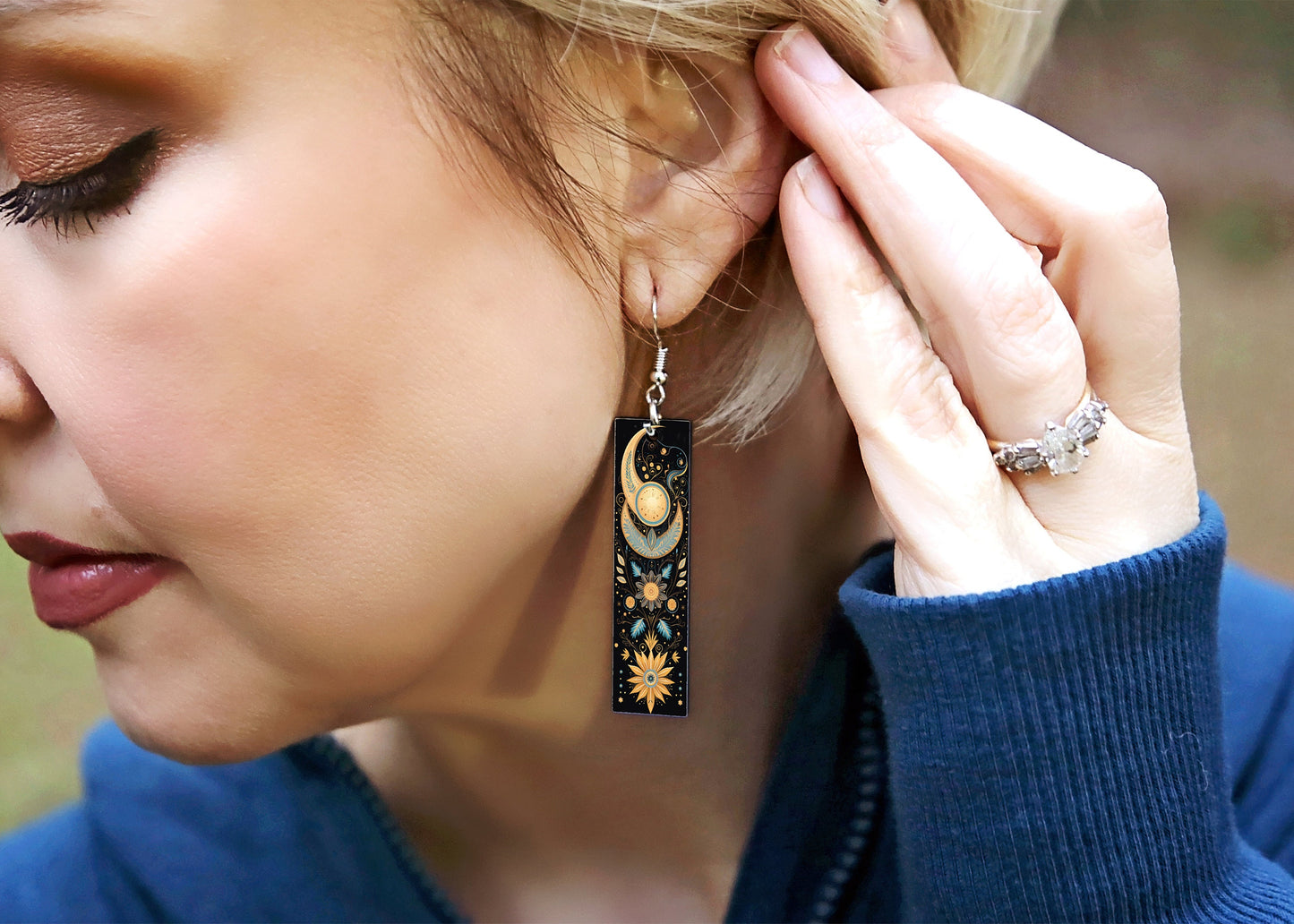 New Release Boho Ornament Printed Wood Dangle Earrings Hypoallergenic Jewelry Handmade