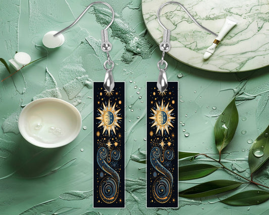 New Release Boho Sun Printed Wood Dangle Earrings Hypoallergenic Jewelry Handmade