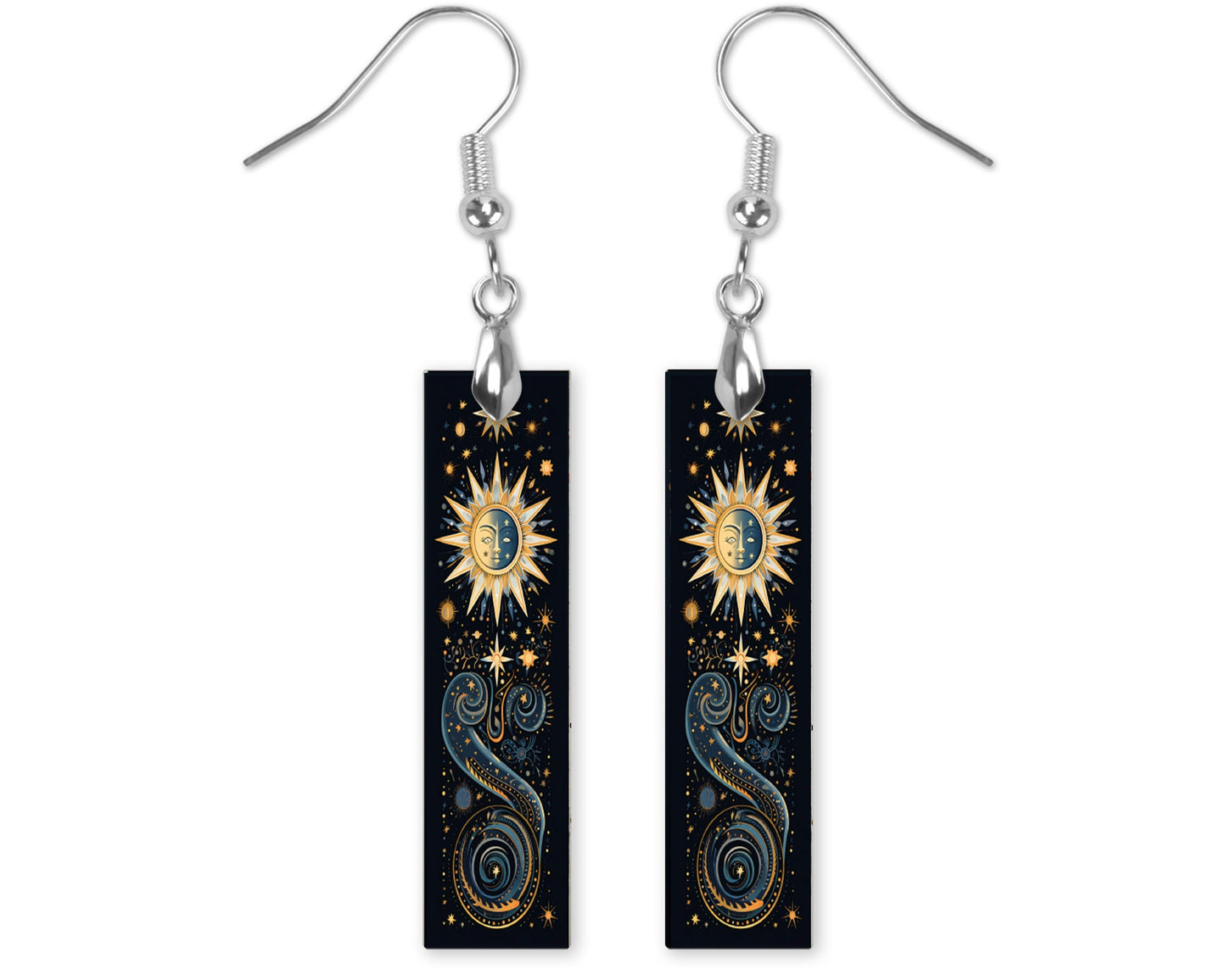 New Release Boho Sun Printed Wood Dangle Earrings Hypoallergenic Jewelry Handmade