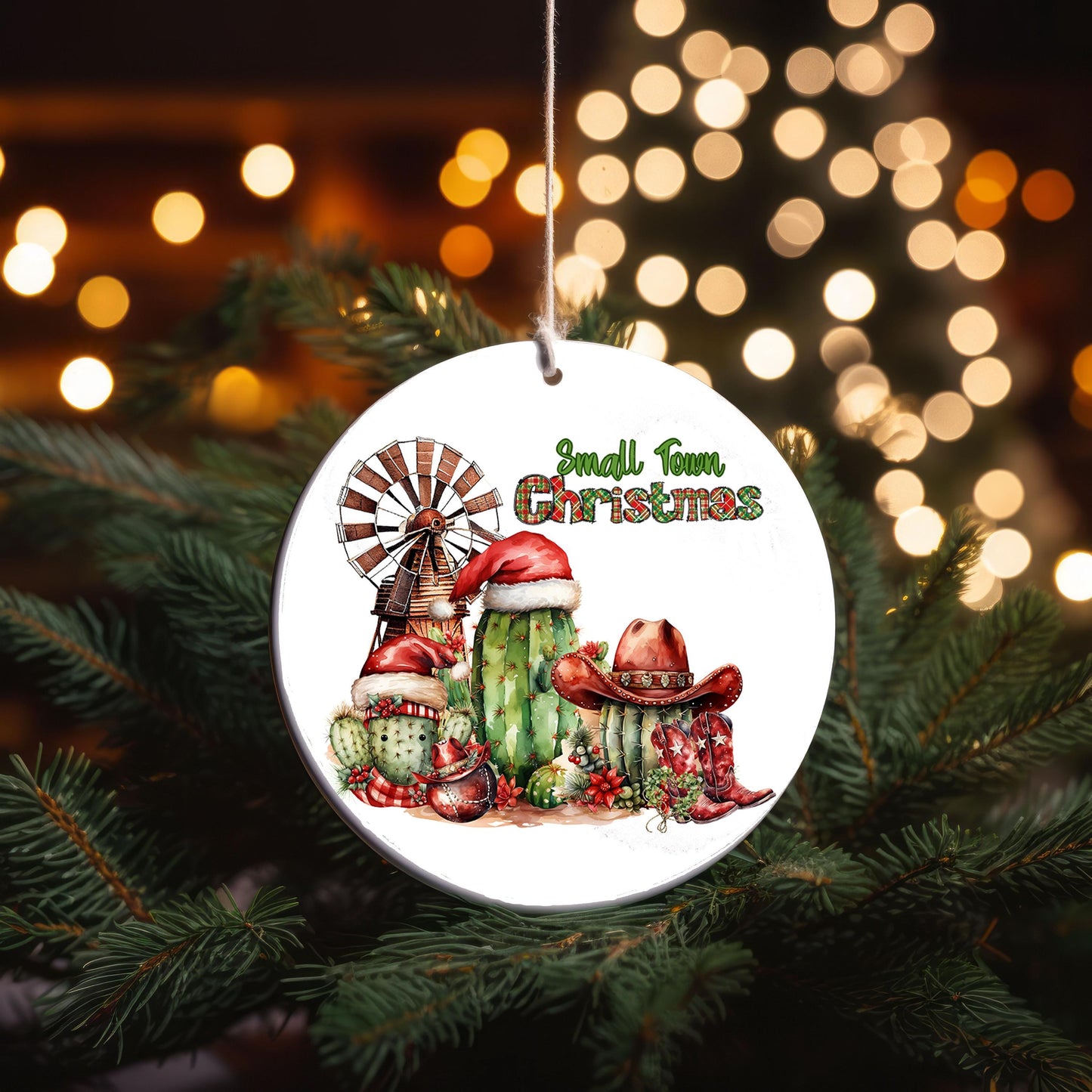 New Release, Western Small Town Christmas Ornament, Ceramic Christmas Ornament, Christmas Decorations