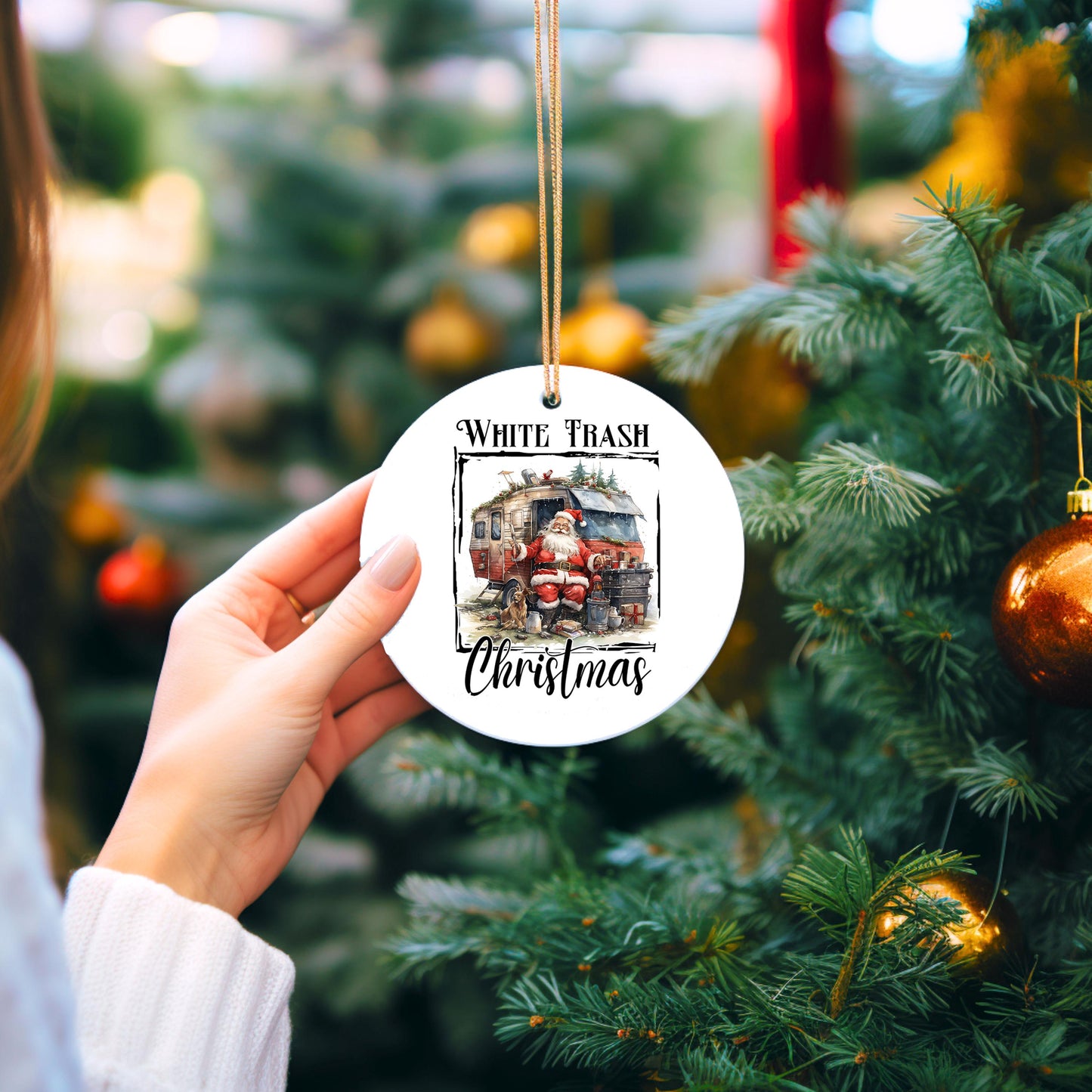 New Release, White Trash Christmas Ornament, Ceramic Christmas Ornament, Christmas Decorations