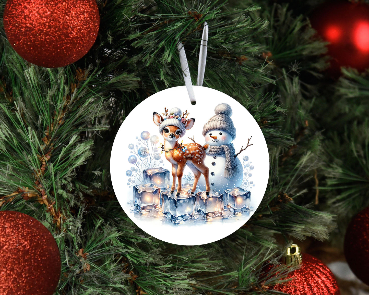 New Release, Winter Ice Fawn Christmas Ornament, Ceramic Christmas Ornament, Christmas Decorations