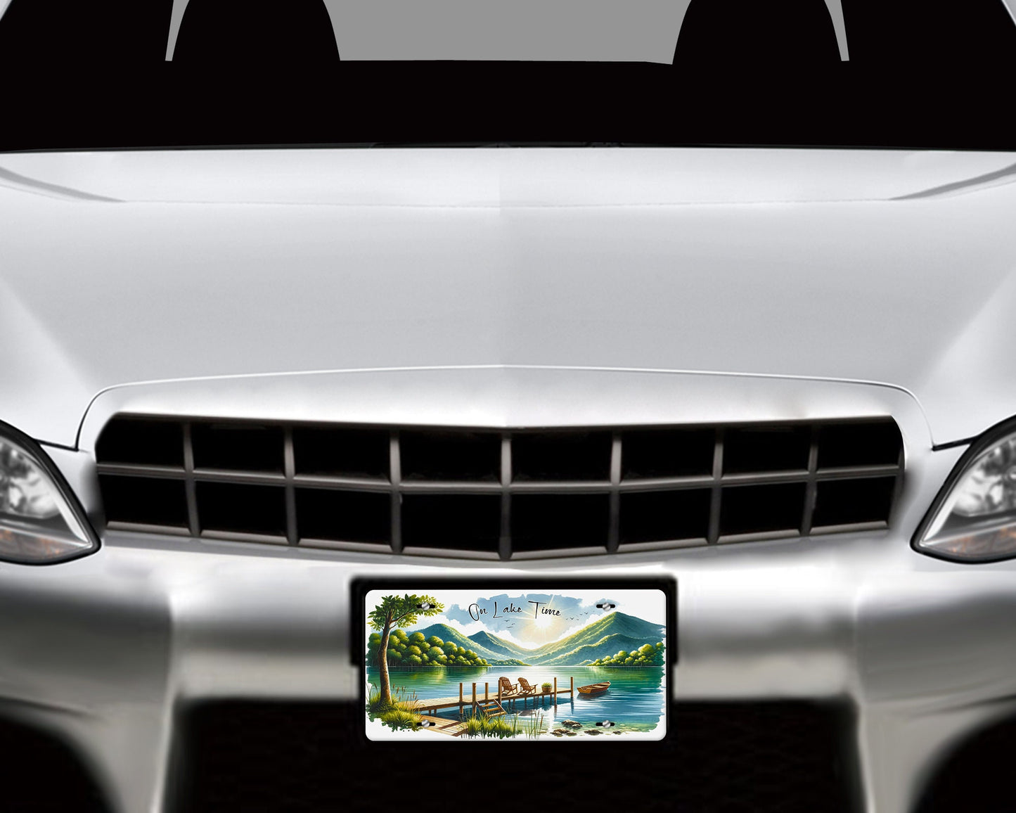 On Lake Time Vanity Front License Plate,  Aluminum License Plate Car Accessory Decorative Front Plate