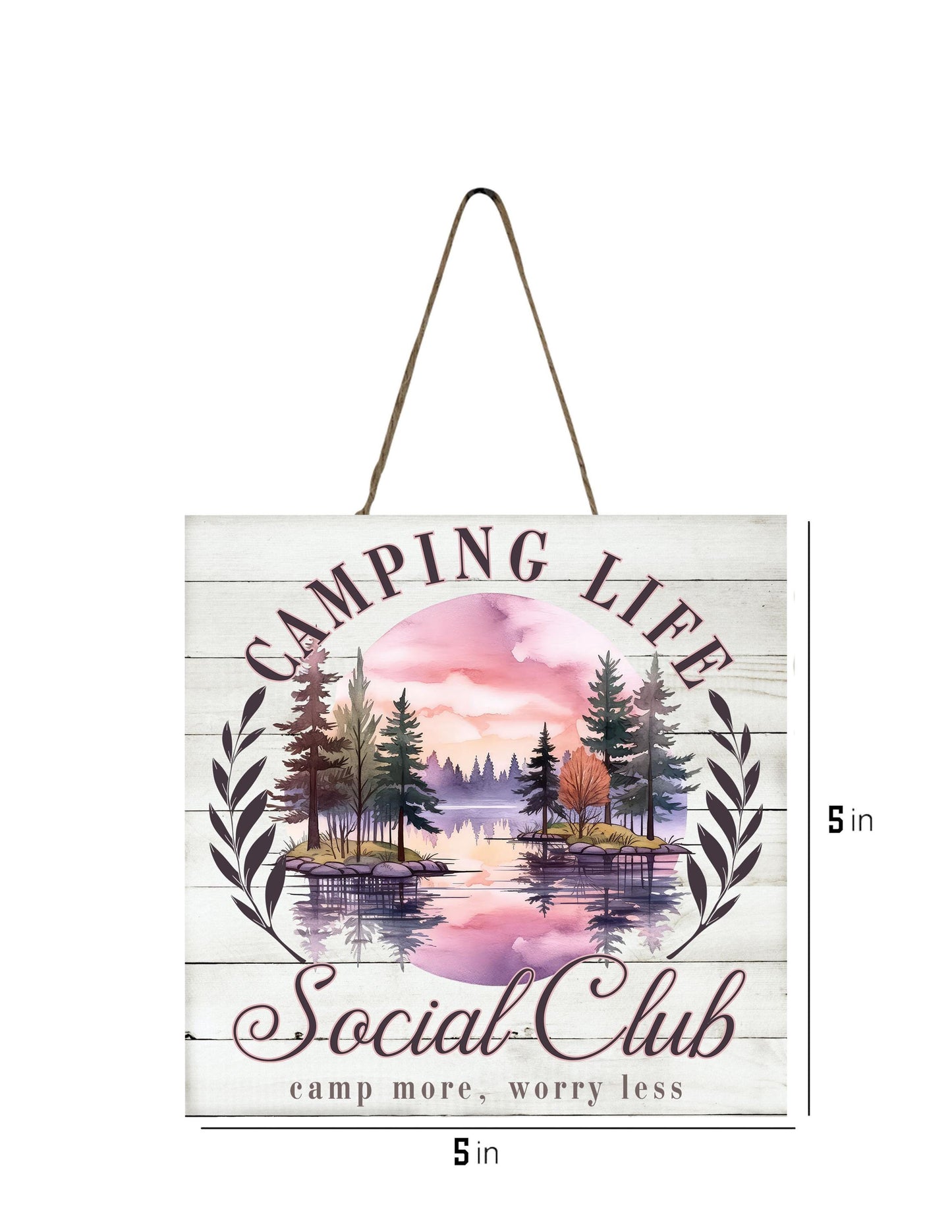 New Release, Camping Life Social Club Hanging Wall Mini Sign Wood Home Decor, Door Hanger, Wreath Sign