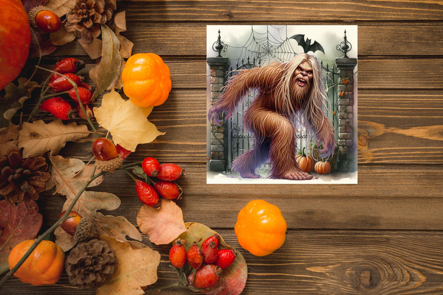 New Release, Halloween Gate Bigfoot Hanging Wall Mini Sign Wood Home Decor, Door Hanger, Wreath Sign