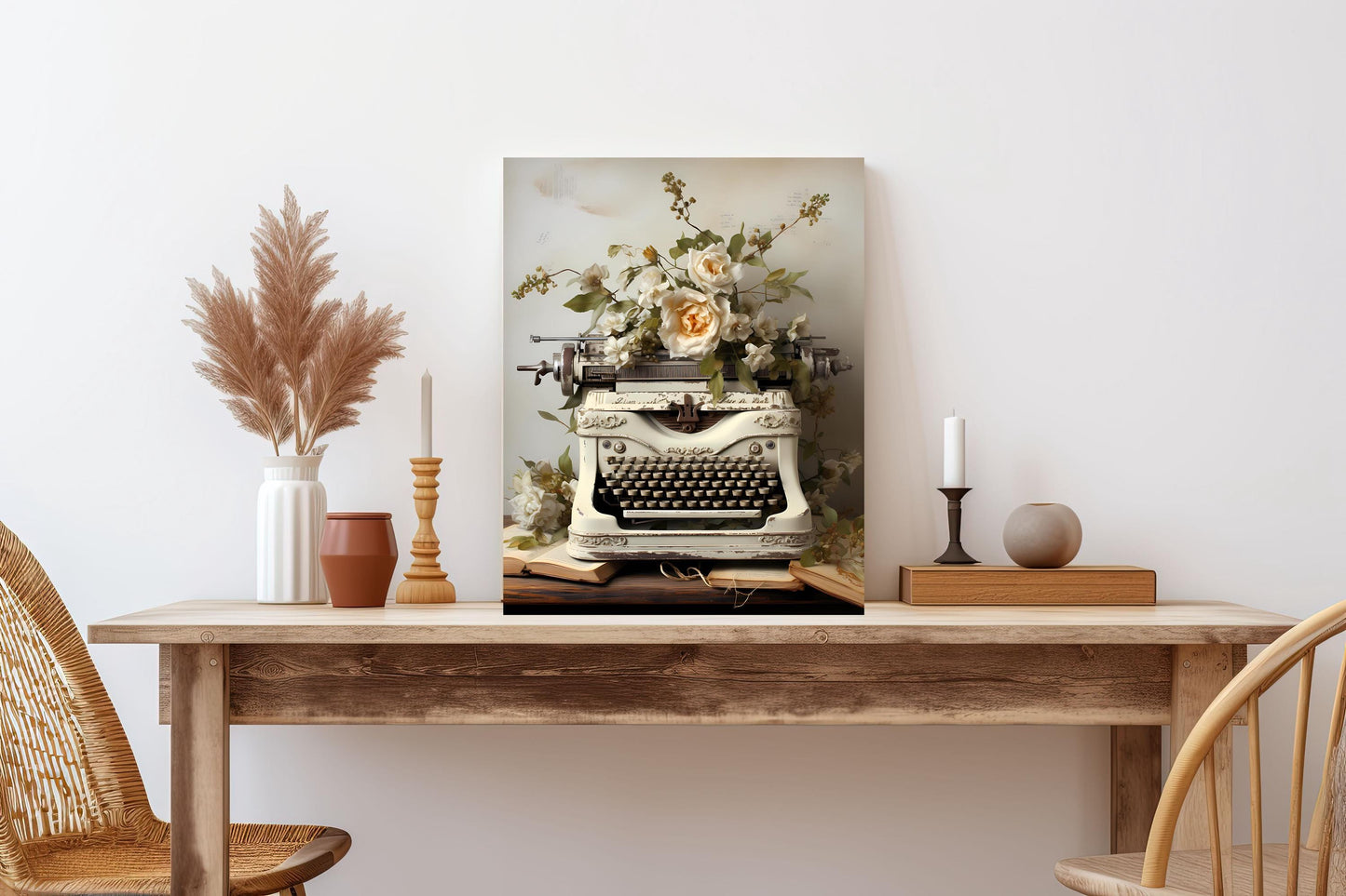 New Release, 11x14 Ivory Typewriter Wall Art Canvas Print